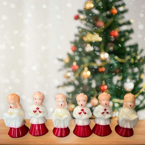 Vtg Christmas Candles Choir Boys Choir Girls Carolers Set 6 Vietnam